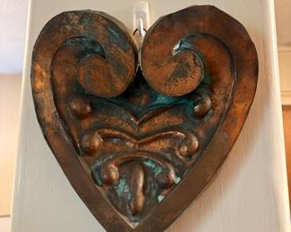 Copper heart wall art