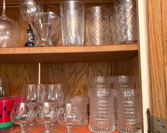 Seneca glass “cascade pattern” & Pasabahce “basket weave pattern” glassware 