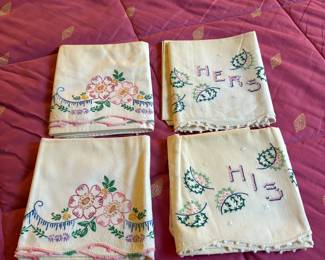 Vintage embroidered pillow cases