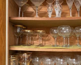 Vintage Crystal stemware: Glastonbury/St Louis “congress pattern” J.Preziosi wine glasses/ Fostoria etc