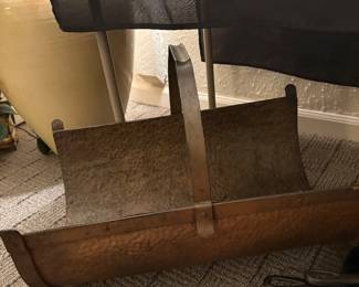 Hammered Copper Log holder 