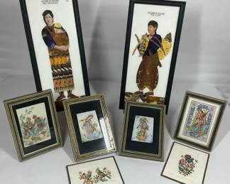 Thai Hill Tribe Framed Art  Miniature Prints Lot