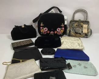 Vintage Handbag and Clutch Assortment Including Lulu Guinness and Coldwater Creek