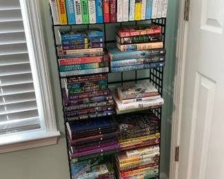 Bookcase with Large Book Lot, Cozy Mystery  More