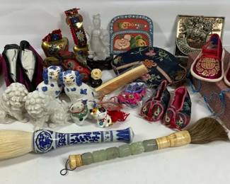 Asian Miao Embroidery, Mini Shoes, Porcelain, Brushes  Decor Mix