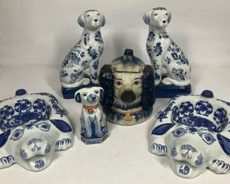 Blue  White Porcelain Dog Figurines  Boxes