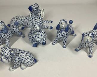 Andrea by Sadek Blue Fishnet Porcelain Animal Figurines