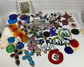 Stained Glass Suncatcher Floral, Butterfly  Holiday Hanging Decor
