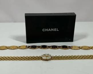 Chanel Gold Tone Belt  Chain Choker Necklace  Vintage Designer Set