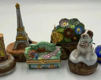 Chamart Limoges  Mini Trinket Boxes Paris Landmarks  Animal Designs