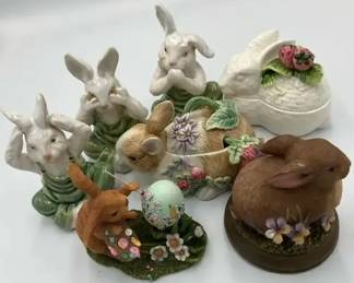 Easter Bunny Figurines, Fitz  Floyd, Andrea by Sadek  More