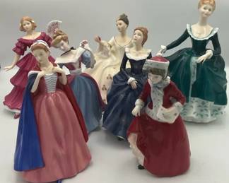 Royal Doulton Figurines Lot of 7 Vintage Lady Porcelain Collection