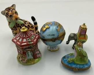 Limoges France Trinket Boxes Chamart Globe  Hand Painted Collection