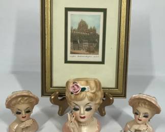 Vintage INARCO Lady Head Vases 3  Framed Art Print