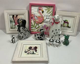 Dalmatian Themed Decor Collection with Glass Figurines and Quilling Framed Art