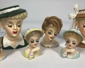 Napco Lady Head Vases  Busts, 1961 Mid Century Collection