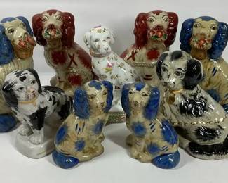 Vintage Spaniel Dog Figurines Hand Painted Ceramic Dogs