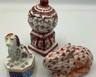 Herend Rabbit  Porcelain Trinket Box Collection Fishnet Bunny  Decorative Pieces