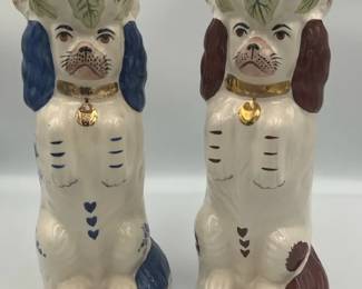 Royal Stratford Staffordshire Style Dog Figurines Pair Spill Vases