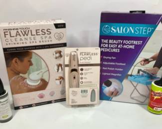 AtHome Spa  Pedicure Kit Bundle with Salon Step Footrest and Flawless Devices
