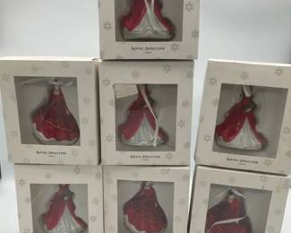 Royal Doulton Pretty Ladies Christmas Figurines Ornaments Boxed Red Dress Set