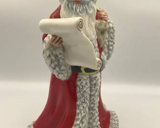 Royal Doulton Father Christmas Figurine  Hand Painted Santa w Scroll