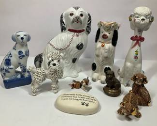 Dog Figurine Collection Including RC Portugal Spaniel and Italian Ceramics
