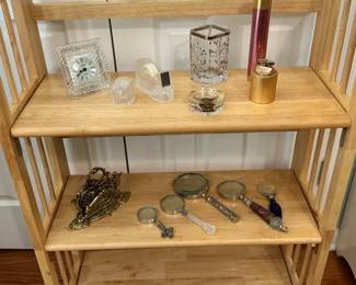 Foldable Wooden Shelf Bookcase w Mixed Decor Lot