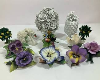 Irish Dresden  Lenox Porcelain Flowers, Swan  Decorative Pieces