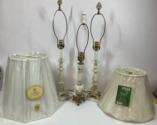 Vintage Mixed Table Lamps  New Shades