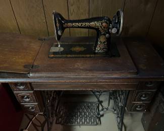 1912 Singer Model 66 “Red Eye” Sewing Machine and Cabinet 