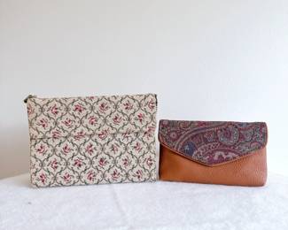 vintage victorian style clutch purse floral paisley pattern & vintage envelope clutch purse tan leather base paisley fabric flap