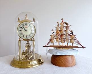 kundo 400 day anniversary torsion clock, hand made seashell boat figurine