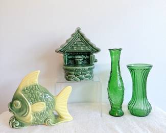 wishing you well green ceramic planter