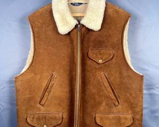 Polo By Ralph Lauren 100% Dye Lamb Mouton Vest, Size L 