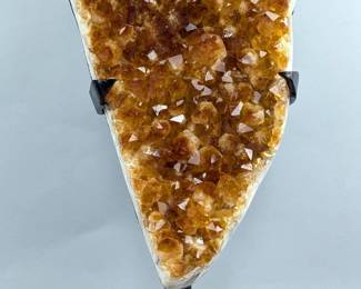 Brazilian Citrine Geode Specimen On Metal Display Stand, 16" Tall, 7.6kg