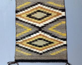Navajo Woven Textile Rug With Geometric Designs, 15" x 20"
