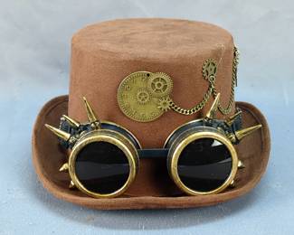Steampunk Top Hat With Goggles And Gears 5" Tall x 12.25" Long x 9.75" Wide