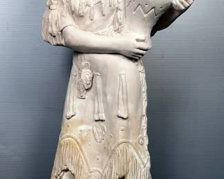 Native American Woman Holding Pottery Statue