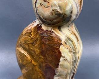 Polished Green Onyx Cat Statue, 6.25" Tall 