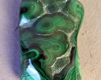 Polished Malachite Palm Stone Specimen, 3.75" x 2"