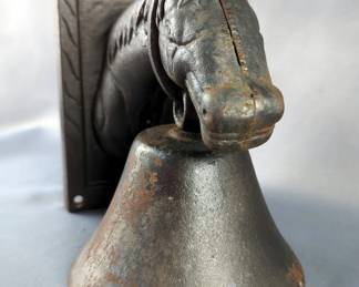  Cast Iron Horse Head Bell, 7" x 5" x 7"