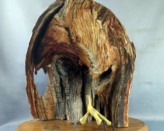 Wombli Oki Eagle Medicine Wood Carving, 1993 And Eagles Talons 