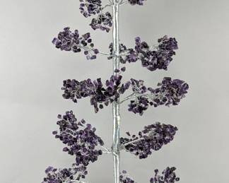 Amethyst Gemstone Tree On Glazed Wood Base, 28" Tall