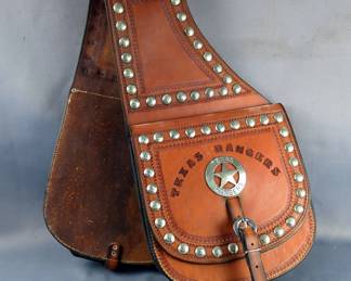 Texas Rangers Leather Saddle Bags 