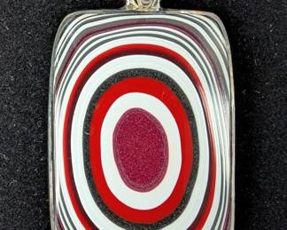 Sterling Silver And Fordite Pendant, 925 Silver