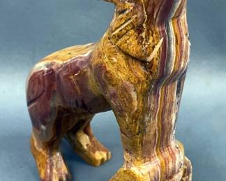 Polished Green Onyx Howling Wolf Statue, 6.25" Tall
