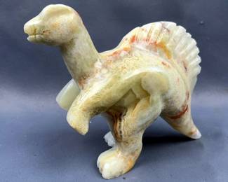 Polished Green Onyx Stegosaurus Statue, 5" Tall x 6" Long 