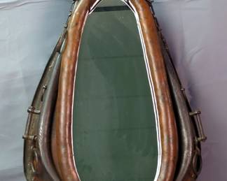 Vintage Leather Horse Collar Mirror, 32" x 19" x 6"