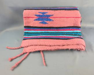 Navajo Woven Runner With Geometric Designs And Braided Fringe